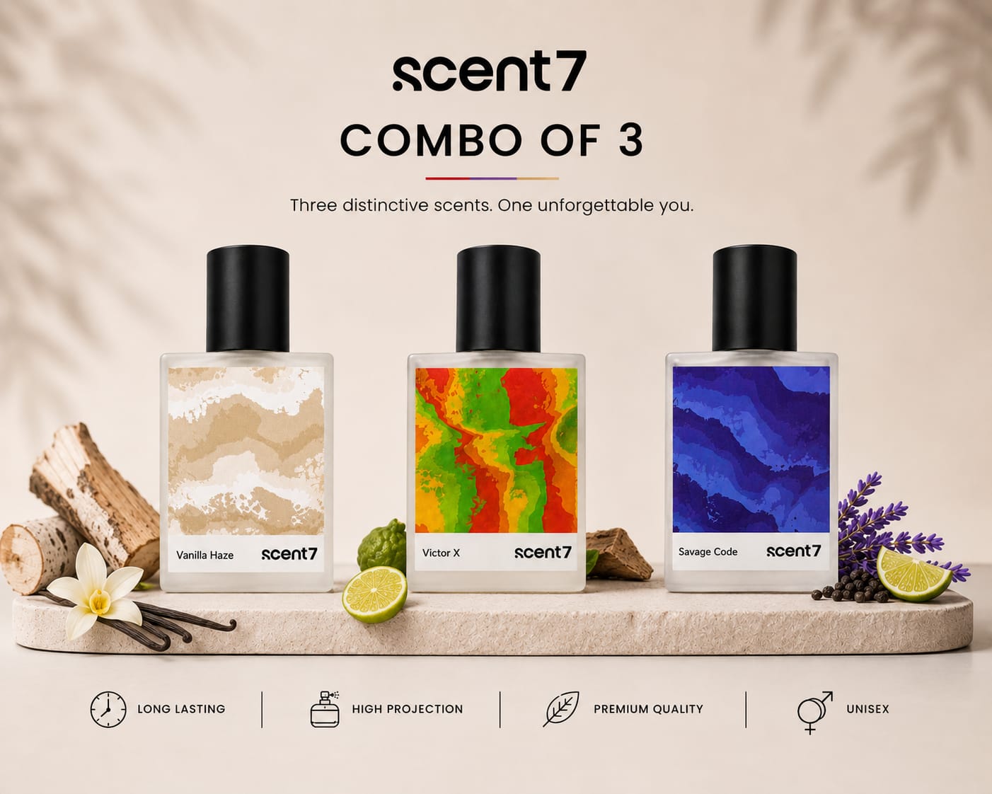 Combo of- Vanilla Haze, Victor X & Savage Code — Scent7 Perfumes